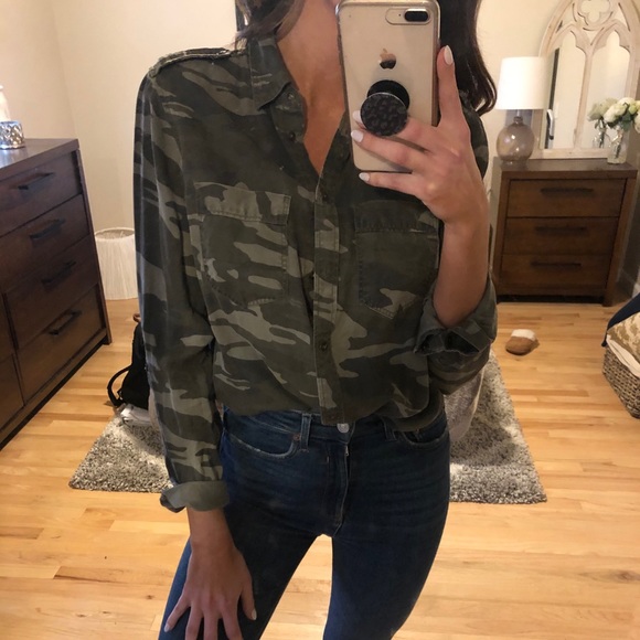 Express Tops - Express Button Camo Top